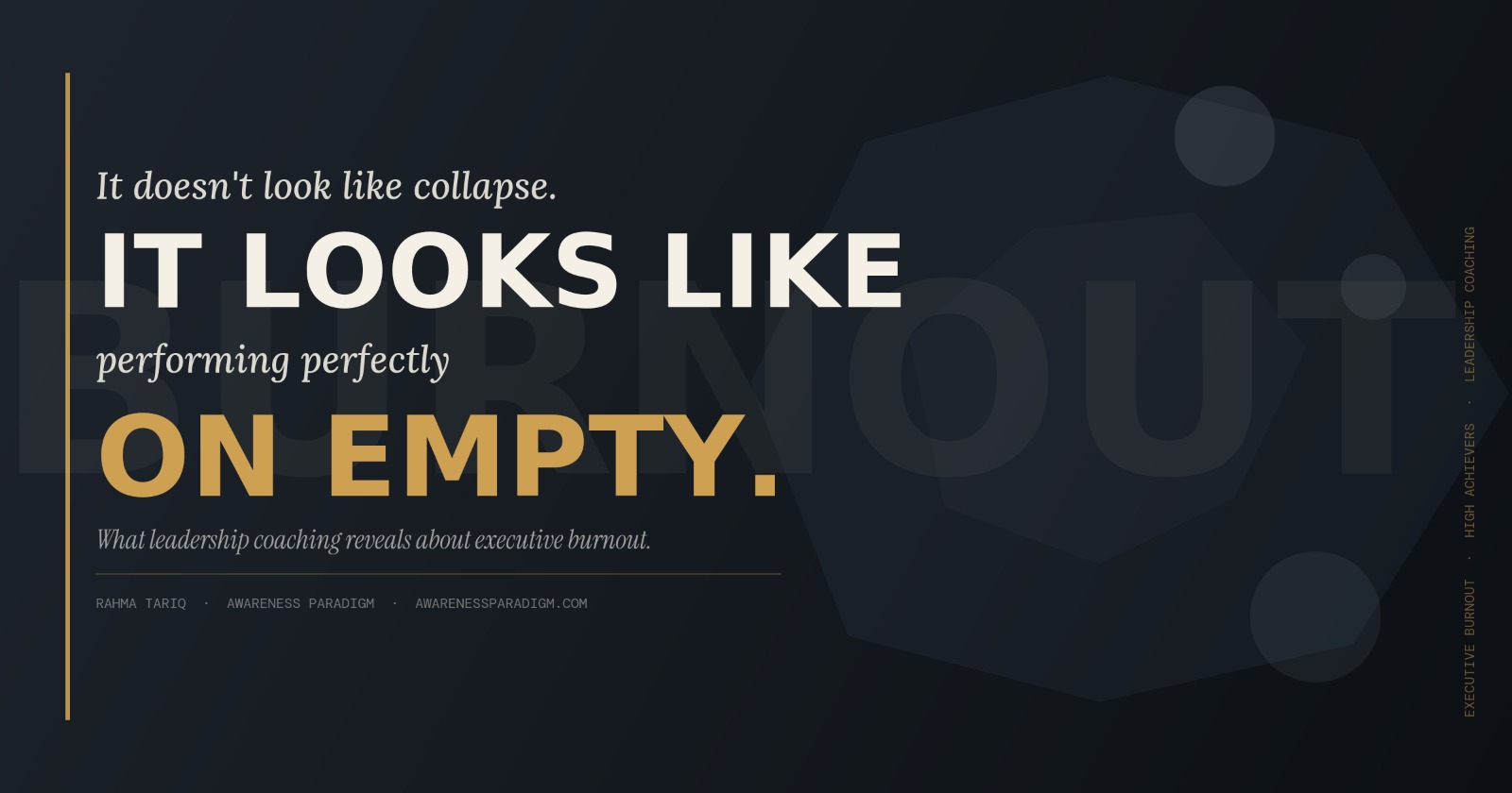 Awareness Paradigm artwork reading It looks like performing perfectly on empty.