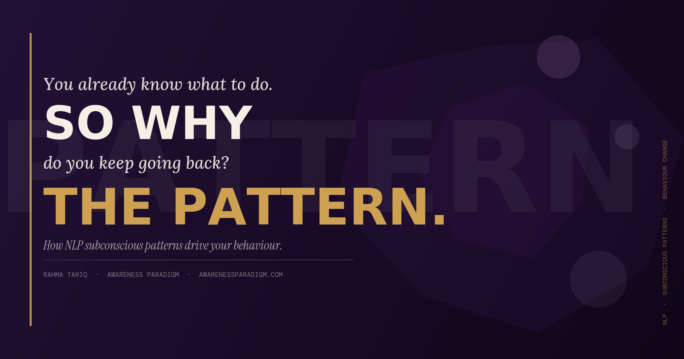 Awareness Paradigm artwork reading You already know what to do. So why do you keep going back? The pattern.