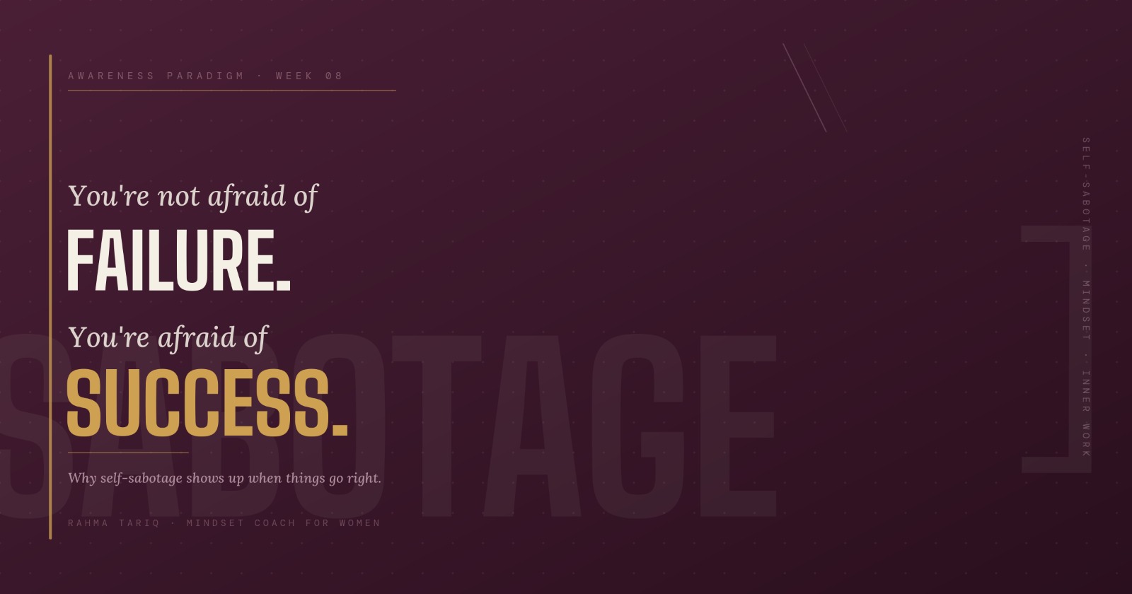 Awareness Paradigm artwork reading You are not afraid of failure. You are afraid of success.